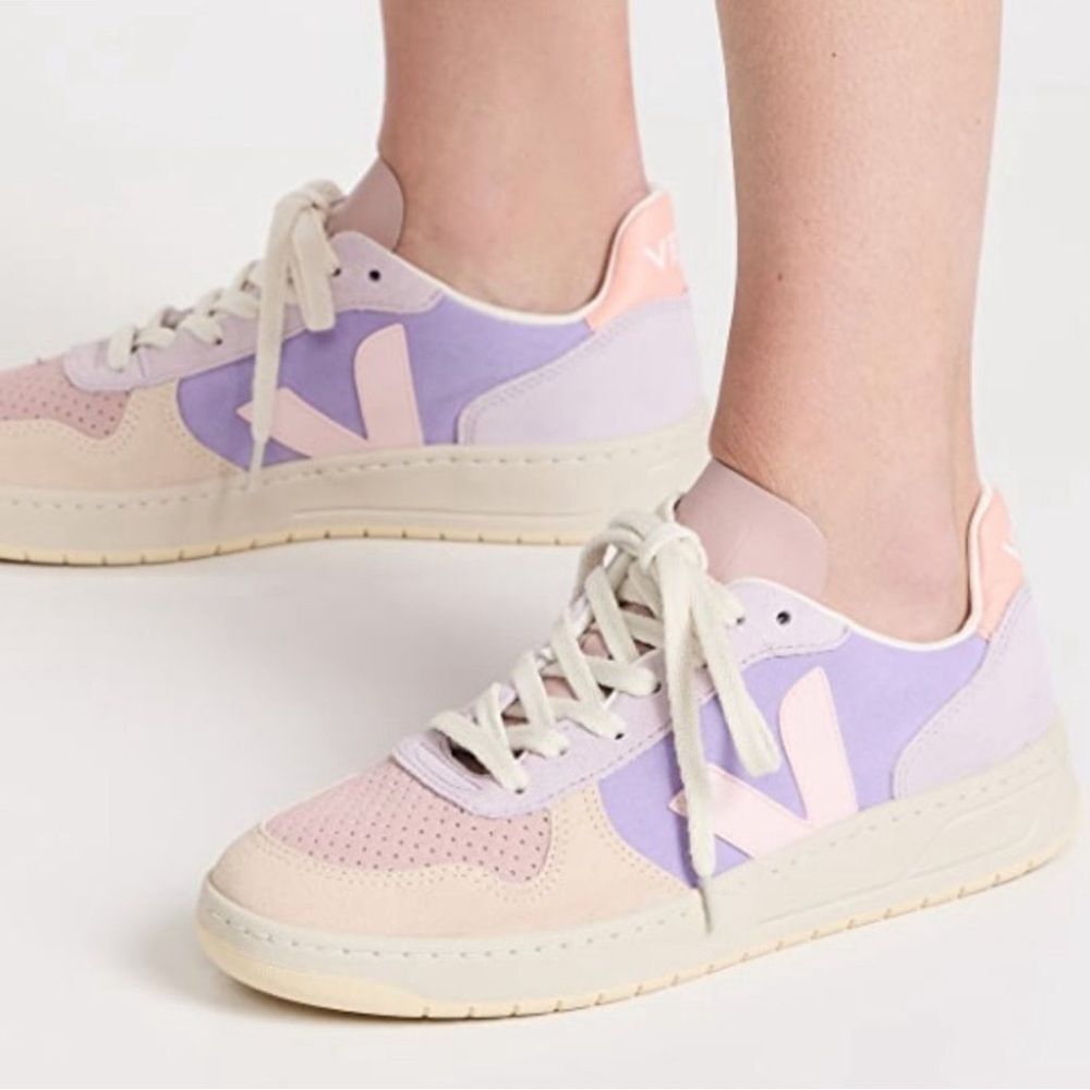 Veja Pastel Pink and Lavender V-10 Sneakers Size 39